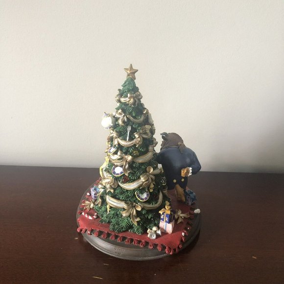 RARE VINTAGE DISNEY BEAUTY AND THE BEAST CHRISTMAS TREE STATUE Music & Lights 8” - Picture 3 of 10